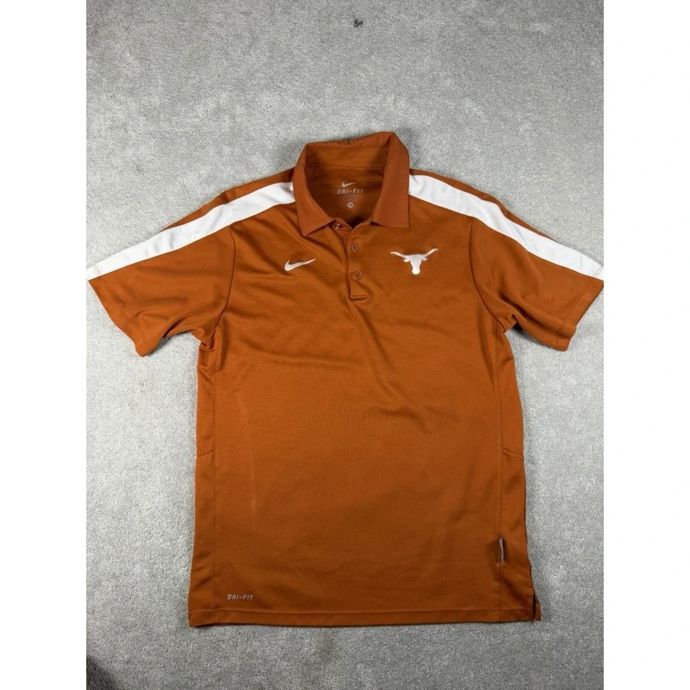 Texas Longhorns Polo Shirt Mens S Orange White NCAA Football Nike Team Dri Fit *